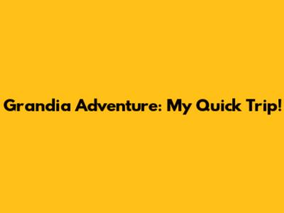 Grandia Adventure: My Quick Trip!