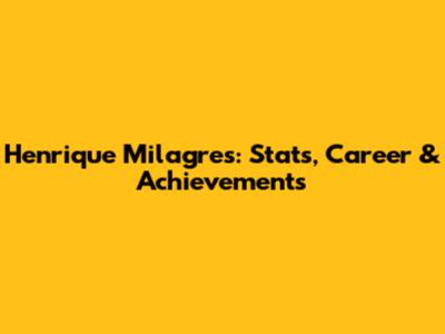Henrique Milagres: Stats, Career & Achievements