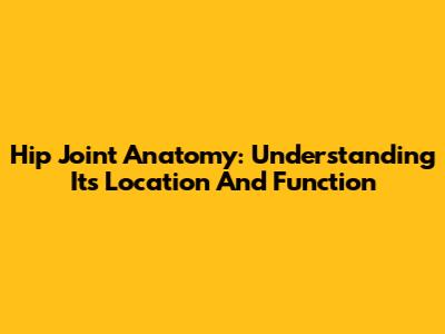 Hip Joint Anatomy: Understanding Its Location And Function