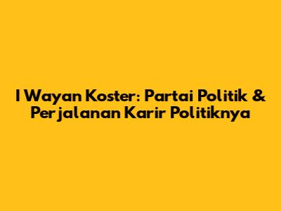 I Wayan Koster: Partai Politik & Perjalanan Karir Politiknya