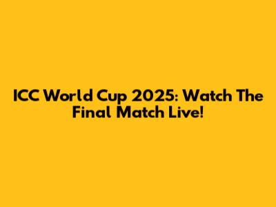 ICC World Cup 2025: Watch The Final Match Live!