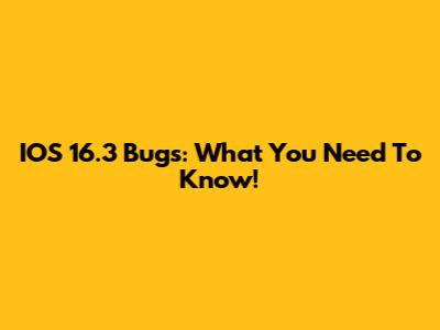 IOS 16.3 Bugs: What You Need To Know!