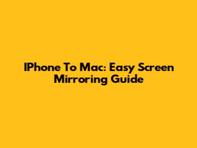 IPhone To Mac: Easy Screen Mirroring Guide