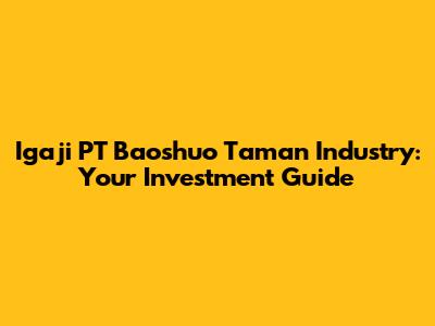 Igaji PT Baoshuo Taman Industry: Your Investment Guide