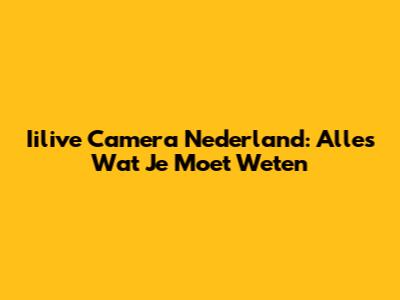 Iilive Camera Nederland: Alles Wat Je Moet Weten