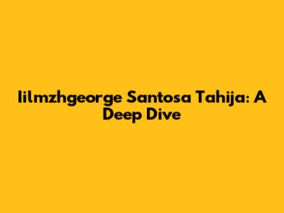 Iilmzhgeorge Santosa Tahija: A Deep Dive