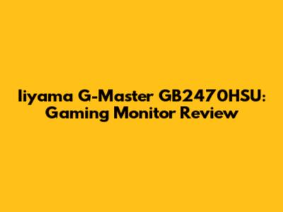 Iiyama G-Master GB2470HSU: Gaming Monitor Review
