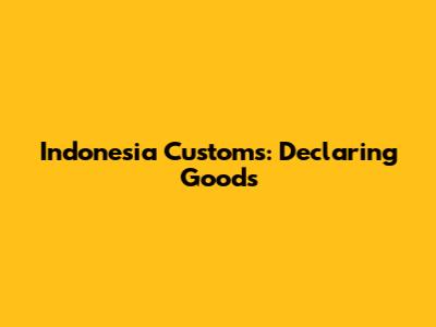 Indonesia Customs: Declaring Goods