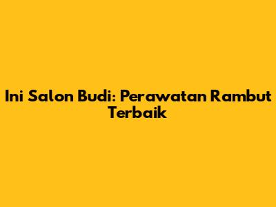 Ini Salon Budi: Perawatan Rambut Terbaik