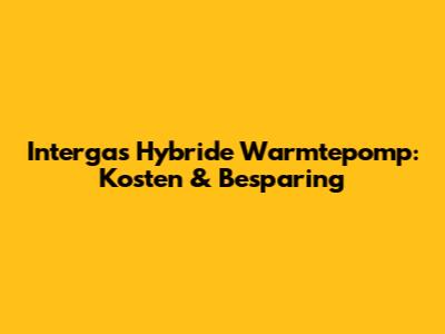Intergas Hybride Warmtepomp: Kosten & Besparing