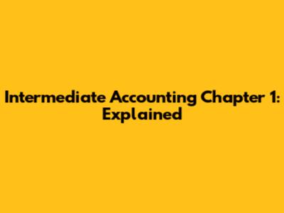 Intermediate Accounting Chapter 1: Explained