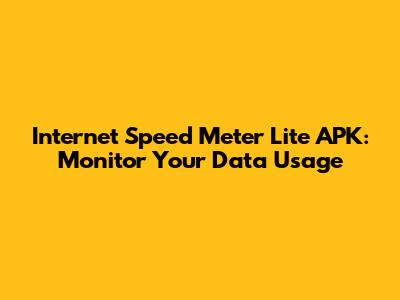 Internet Speed Meter Lite APK: Monitor Your Data Usage
