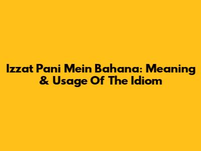 Izzat Pani Mein Bahana: Meaning & Usage Of The Idiom