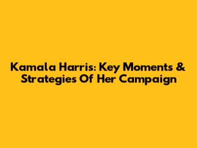 Kamala Harris: Key Moments & Strategies Of Her Campaign
