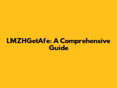 LMZHGetAfe: A Comprehensive Guide