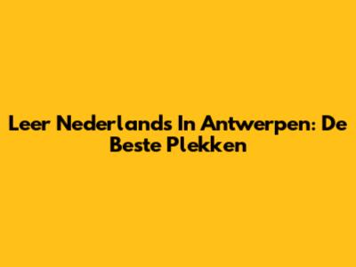 Leer Nederlands In Antwerpen: De Beste Plekken