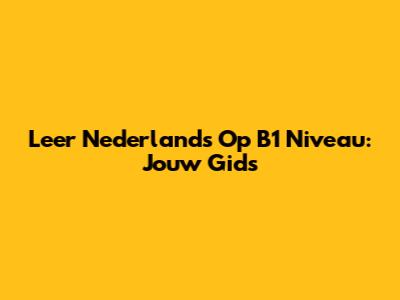 Leer Nederlands Op B1 Niveau: Jouw Gids