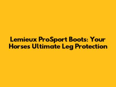 Lemieux ProSport Boots: Your Horse's Ultimate Leg Protection