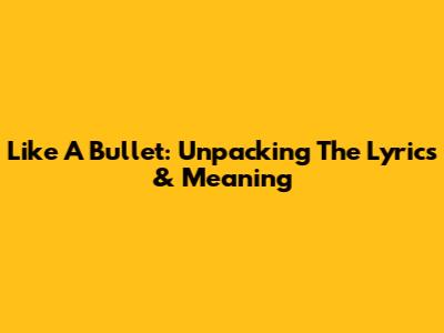 Like A Bullet: Unpacking The Lyrics & Meaning