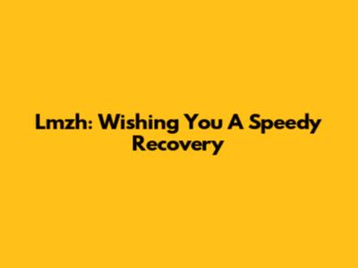 Lmzh: Wishing You A Speedy Recovery