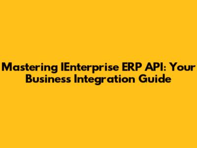 Mastering IEnterprise ERP API: Your Business Integration Guide