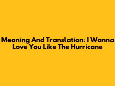 Meaning And Translation: 'I Wanna Love You Like The Hurricane'