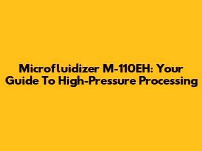 Microfluidizer M-110EH: Your Guide To High-Pressure Processing