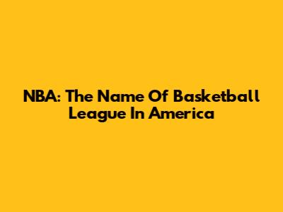 NBA: The Name Of Basketball League In America
