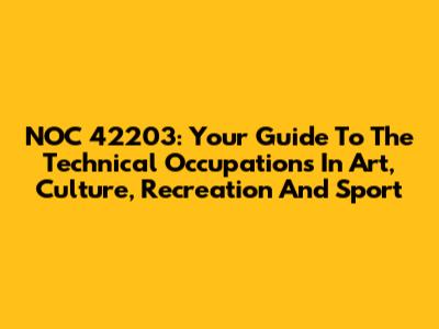 NOC 42203: Your Guide To The Technical Occupations In Art, Culture, Recreation And Sport