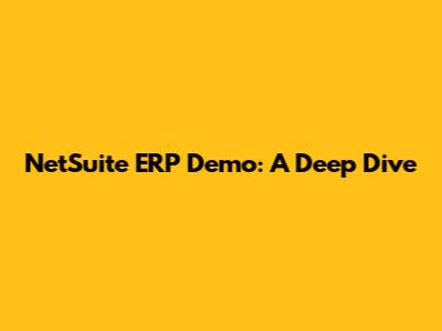 NetSuite ERP Demo: A Deep Dive