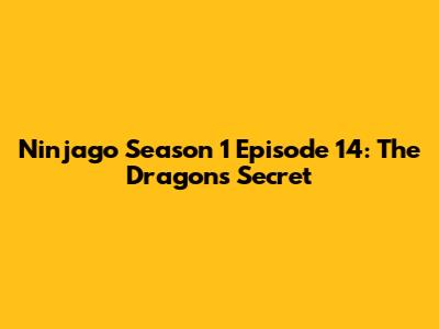 Ninjago Season 1 Episode 14: The Dragon's Secret