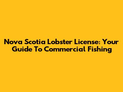 Nova Scotia Lobster License: Your Guide To Commercial Fishing