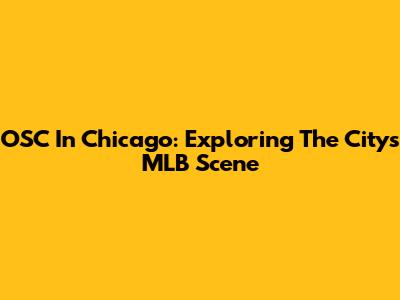 OSC In Chicago: Exploring The City's MLB Scene