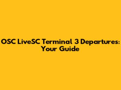OSC LiveSC Terminal 3 Departures: Your Guide