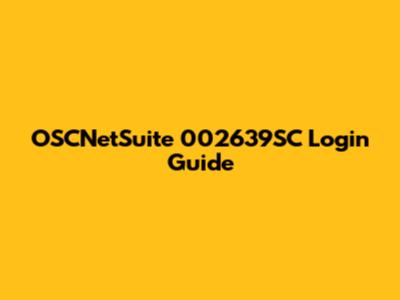 OSCNetSuite 002639SC Login Guide