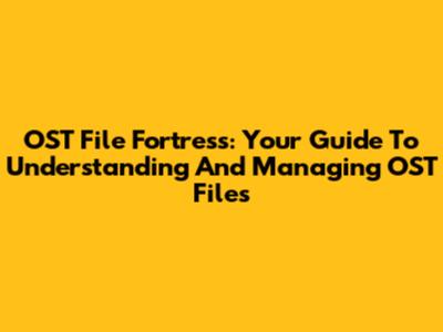 OST File Fortress: Your Guide To Understanding And Managing OST Files