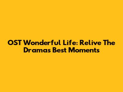 OST Wonderful Life: Relive The Drama's Best Moments