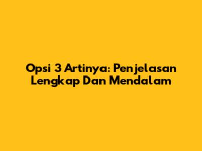 Opsi 3 Artinya: Penjelasan Lengkap Dan Mendalam
