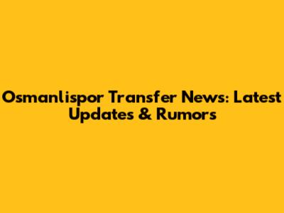 Osmanlispor Transfer News: Latest Updates & Rumors