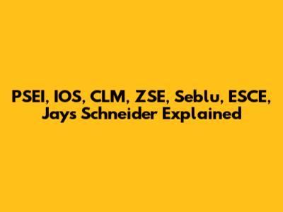 PSEI, IOS, CLM, ZSE, Seblu, ESCE, Jays Schneider Explained