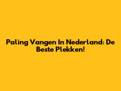 Paling Vangen In Nederland: De Beste Plekken!