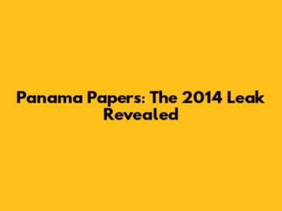 Panama Papers: The 2014 Leak Revealed