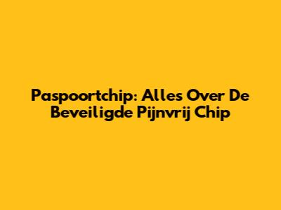 Paspoortchip: Alles Over De Beveiligde Pijnvrij Chip