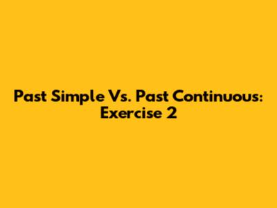 Past Simple Vs. Past Continuous: Exercise 2
