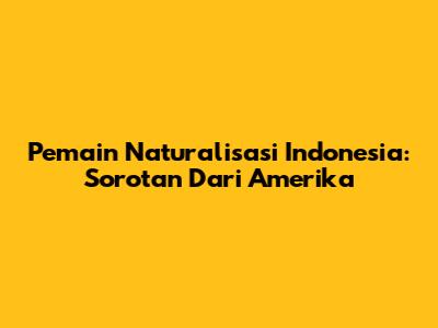 Pemain Naturalisasi Indonesia: Sorotan Dari Amerika