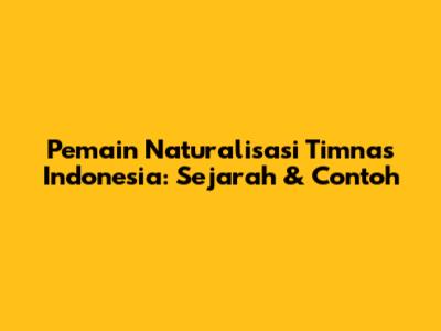 Pemain Naturalisasi Timnas Indonesia: Sejarah & Contoh
