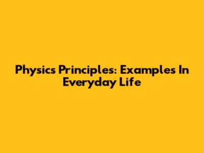 Physics Principles: Examples In Everyday Life