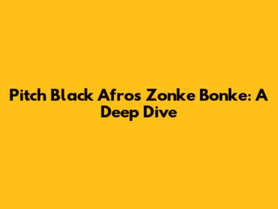 Pitch Black Afro's 'Zonke Bonke': A Deep Dive