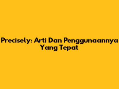 Precisely: Arti Dan Penggunaannya Yang Tepat