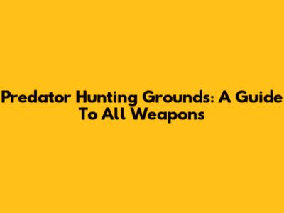 Predator Hunting Grounds: A Guide To All Weapons